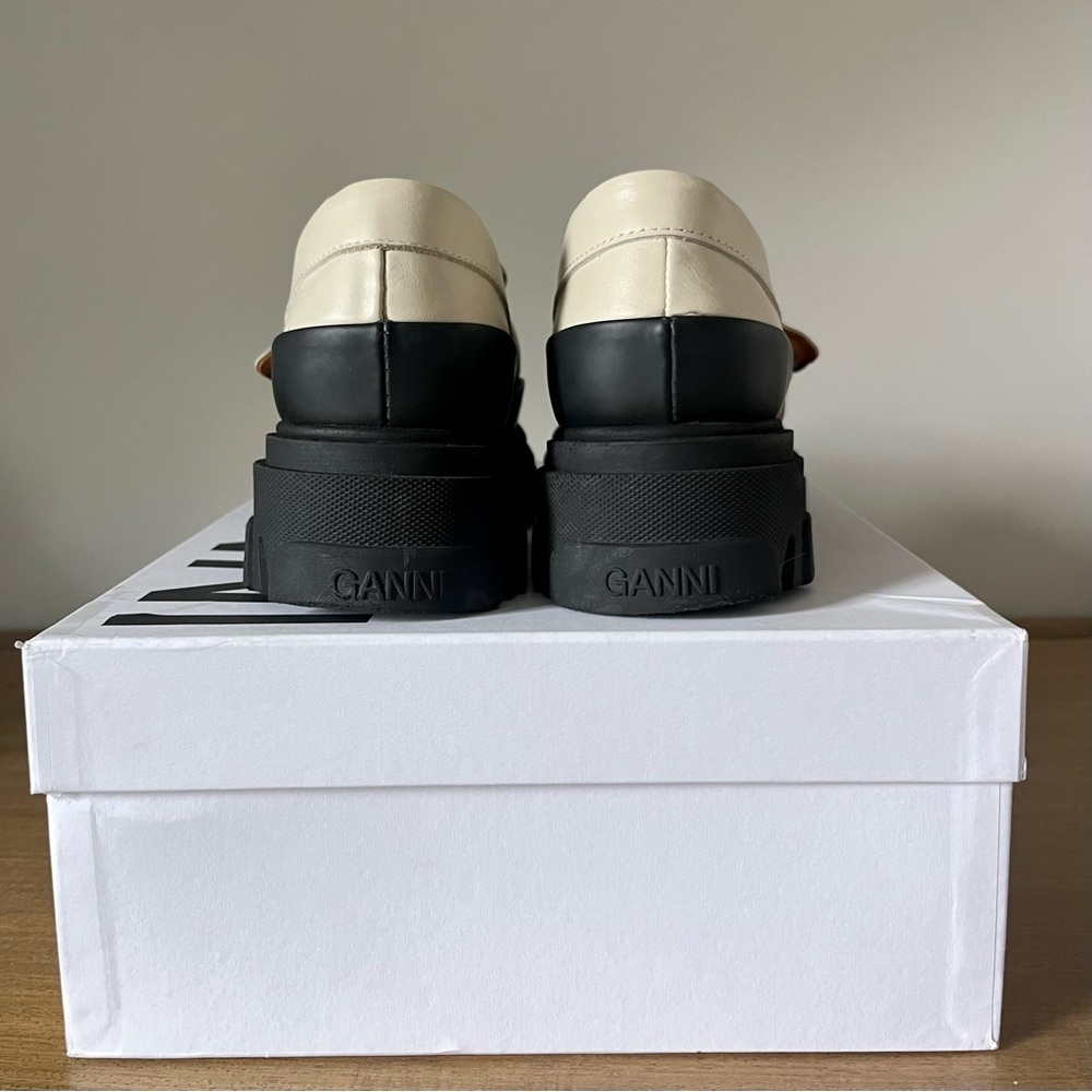 GANNI Off-White Leather Chunky Padded Loafers in Oyster Gray Women’s Size 8.5/39 - Picture 14 of 15